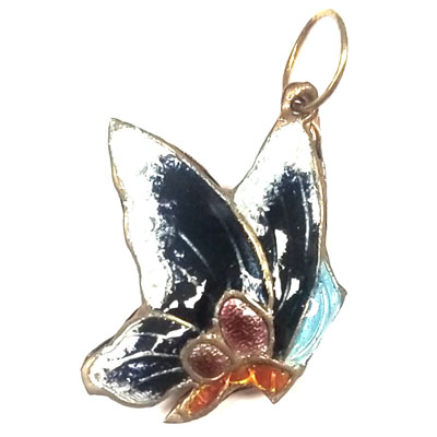 ENAMEL BUTTERFLY 21X28MM BLACK